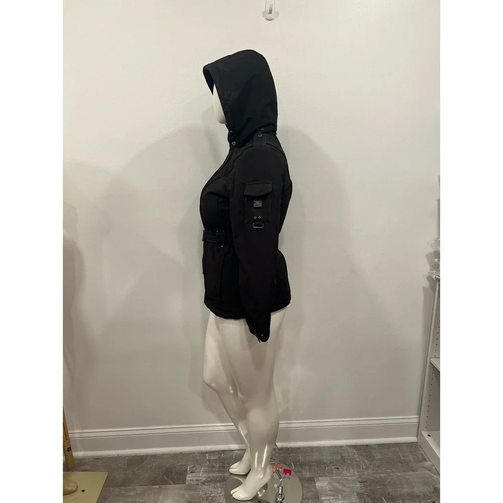 ZX BLK Label Coat Jacket Womens Medium Black Belted Softshell